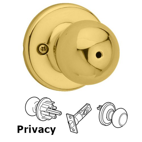 Kwikset Door Hardware Polo Privacy Door Knob in Bright Brass