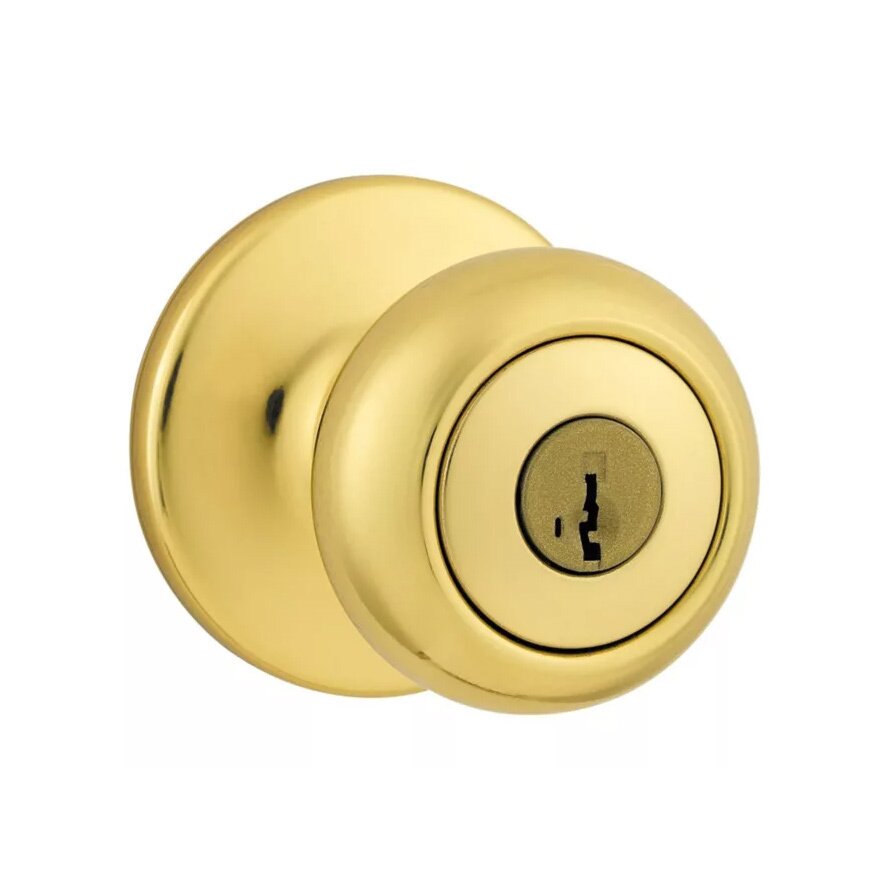 Kwikset Door Hardware Cove Keyed Entry Door Knob in Bright Brass