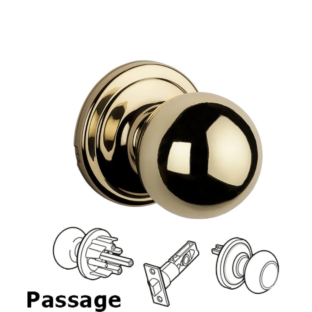 Kwikset Door Hardware Circa Passage Door Knob in Bright Brass