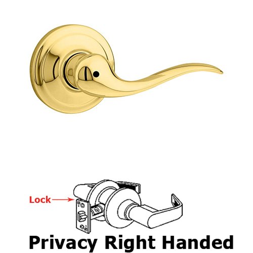 Kwikset Door Hardware Tustin Privacy Door Lever in Bright Brass