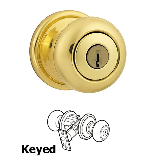 Kwikset Door Hardware Hancock Keyed Door Knob in Bright Brass