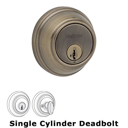 Kwikset Door Hardware Key Control Deadbolt Single Cylinder Deadbolt in Antique Brass