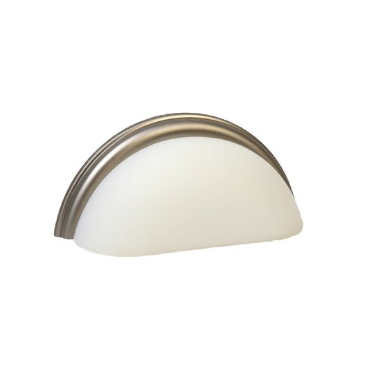 Lewis Dolin 3" (76mm) Centers Cup Pull in Frosted White/Brushed Nickel