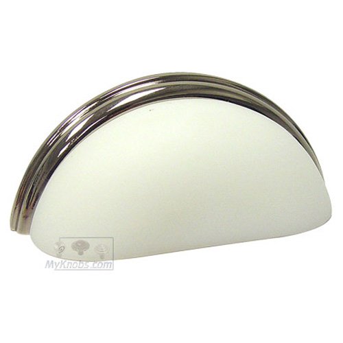 Lewis Dolin 3" (76mm) Centers Cup Pull in Frosted White/Polished Nickel