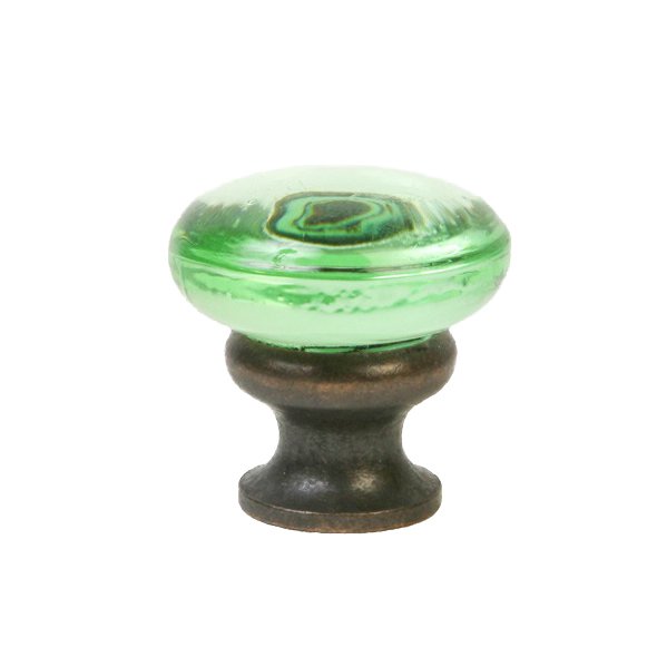 Lewis Dolin 1 1/4" (32mm) Mushroom Glass Knob in Transparent Green/Oil Rubbed Bronze
