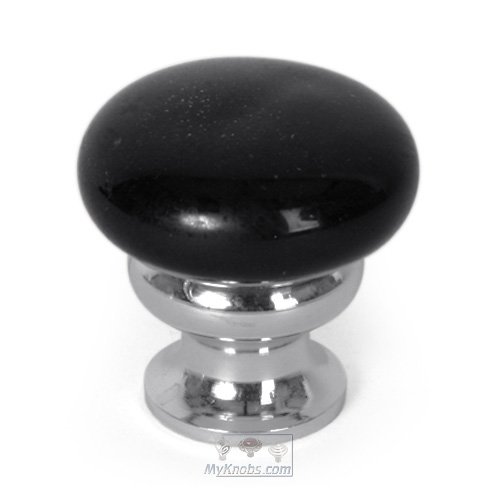 Lewis Dolin 1 1/4" (32mm) Diameter Mushroom Glass Knob in Black/Polished Chrome