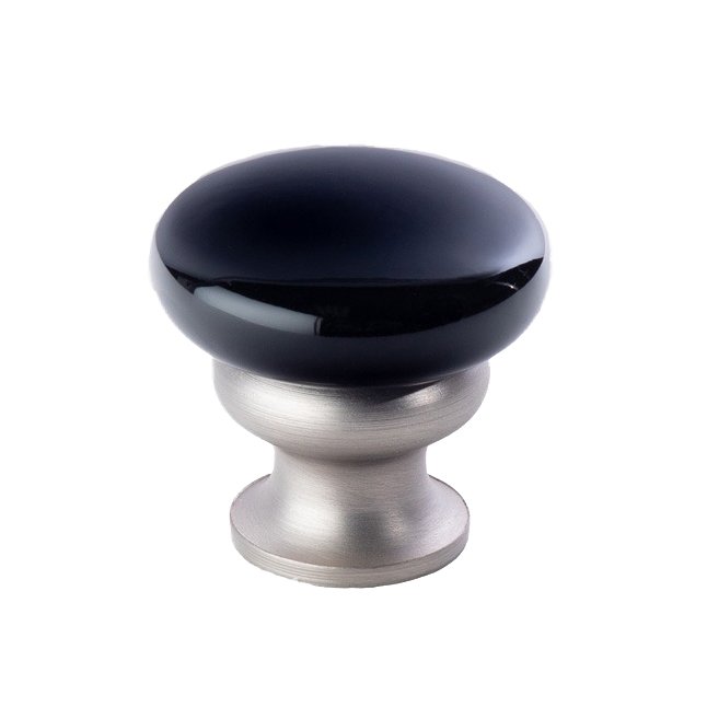 Lewis Dolin 1 1/4" (32mm) Diameter Metal Mushroom Knob in Gloss Black /Brushed Nickel