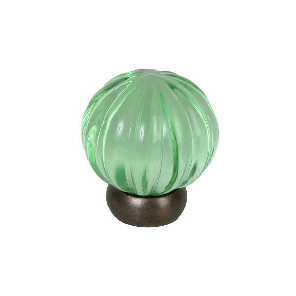 Lewis Dolin 1 1/4" (32mm) Diameter Melon Glass Knob in Transparent Green/Oil Rubbed Bronze