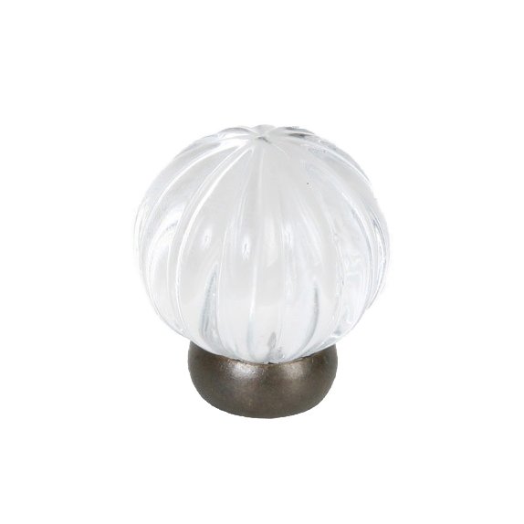 Lewis Dolin 1 1/4" (32mm) Diameter Melon Glass Knob in Transparent Clear/Oil Rubbed Bronze
