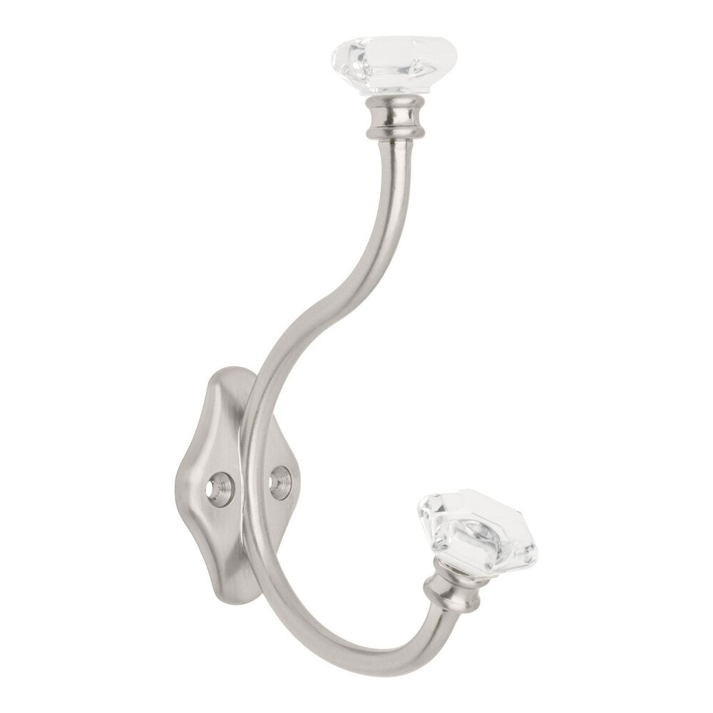 Liberty Hardware Acrylic Facets Hook in Clear,Satin Nickel