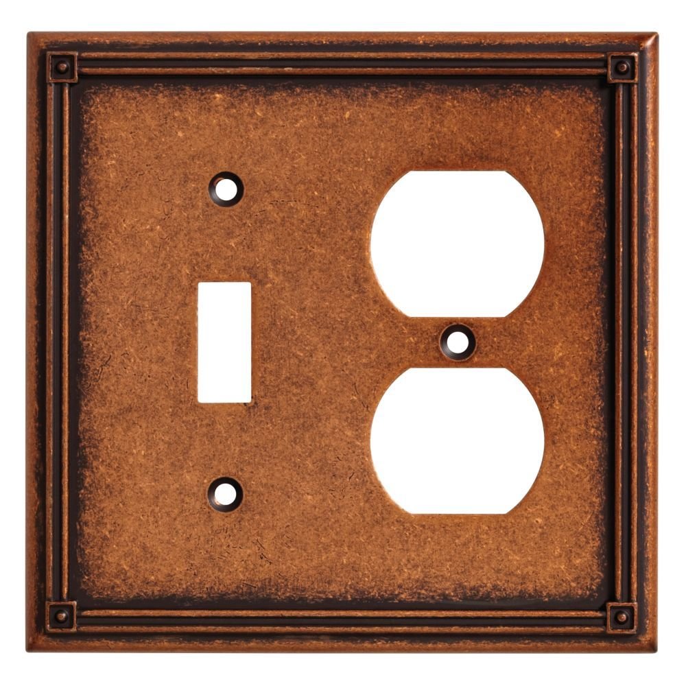 Liberty Hardware Combo Single Toggle Single Outlet in Sponged Copper