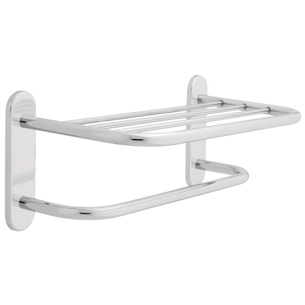 Liberty Hardware 18" Towel Shelf with One Bar Solid Brass in Polished Chrome