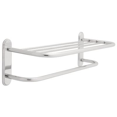 Liberty Hardware 24" Towel Shelf with Beveled flanges and 1 Bar in Polished Chrome