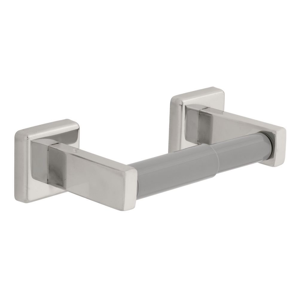 Liberty Hardware Toilet Paper Holder with Plastic Roller in Bright Stainless Steel