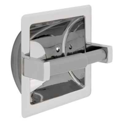 Liberty Hardware Recessed Toilet Paper Holder with Beveled Edges in Bright Stainless Steel