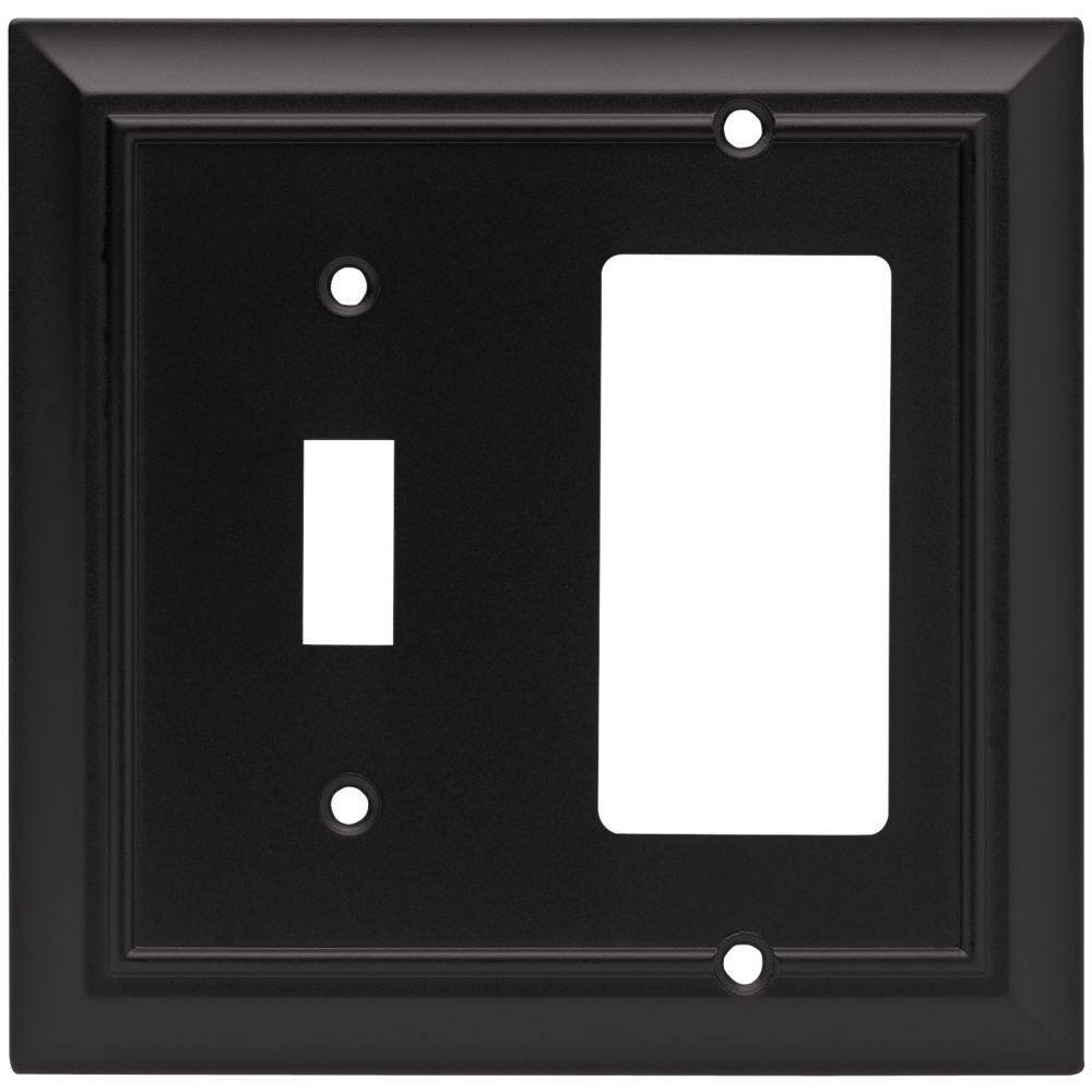 Liberty Hardware Single Switch/Rockertor Wall Plate in Flat Black