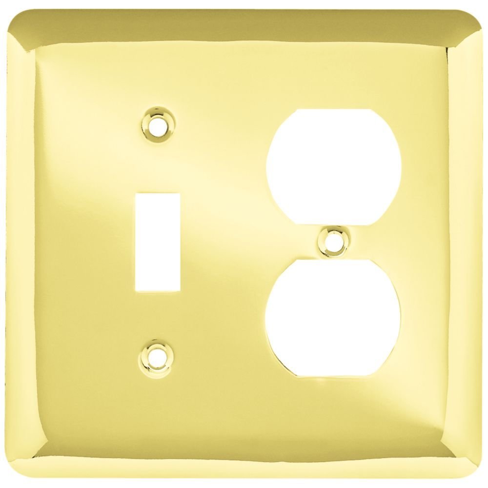 Liberty Hardware Brainerd Stamped Steel Round Combo Single Toggle Single Outlet in Polished Brass