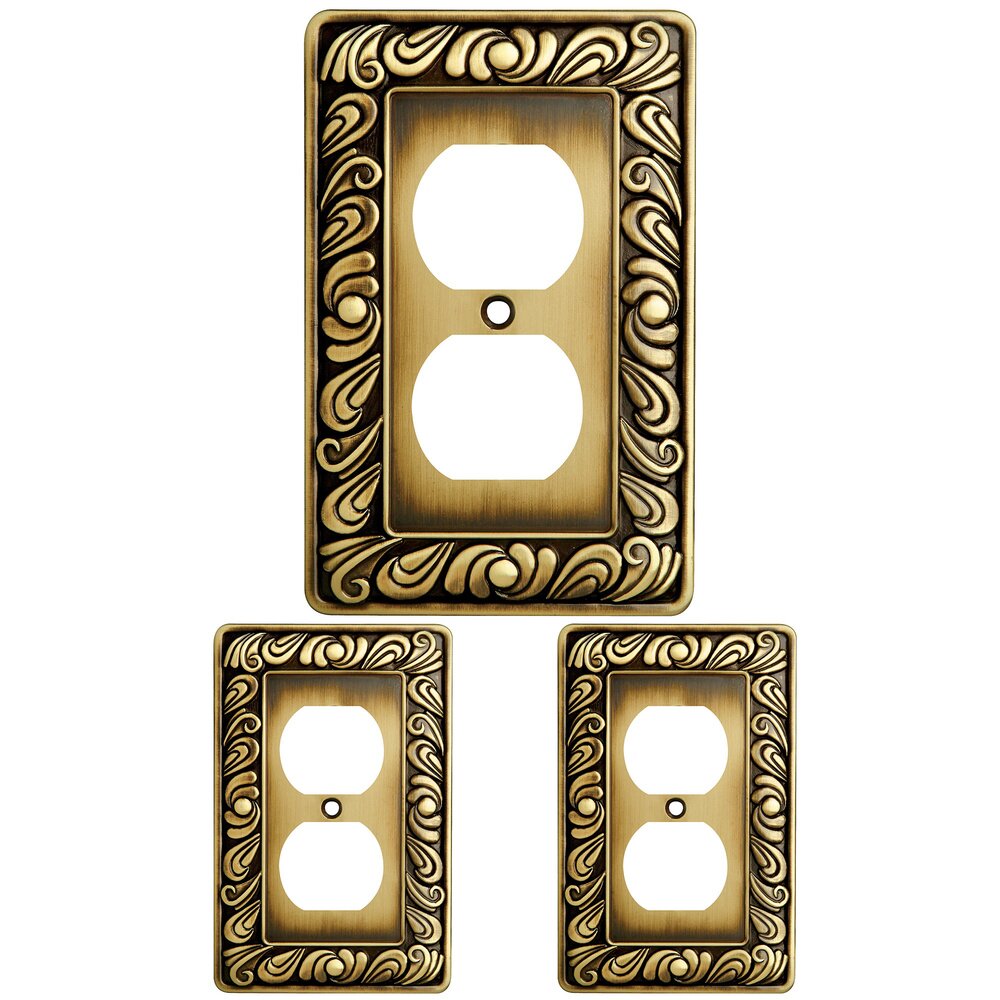 Liberty Hardware Single Duplex in Tumbled Antique Brass (3 Pack)