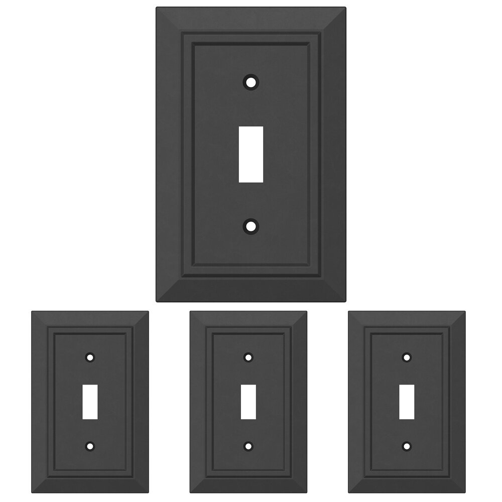 Liberty Hardware Single Toggle Wall Plate in Matte Black Antimicrobial (4 Pack)