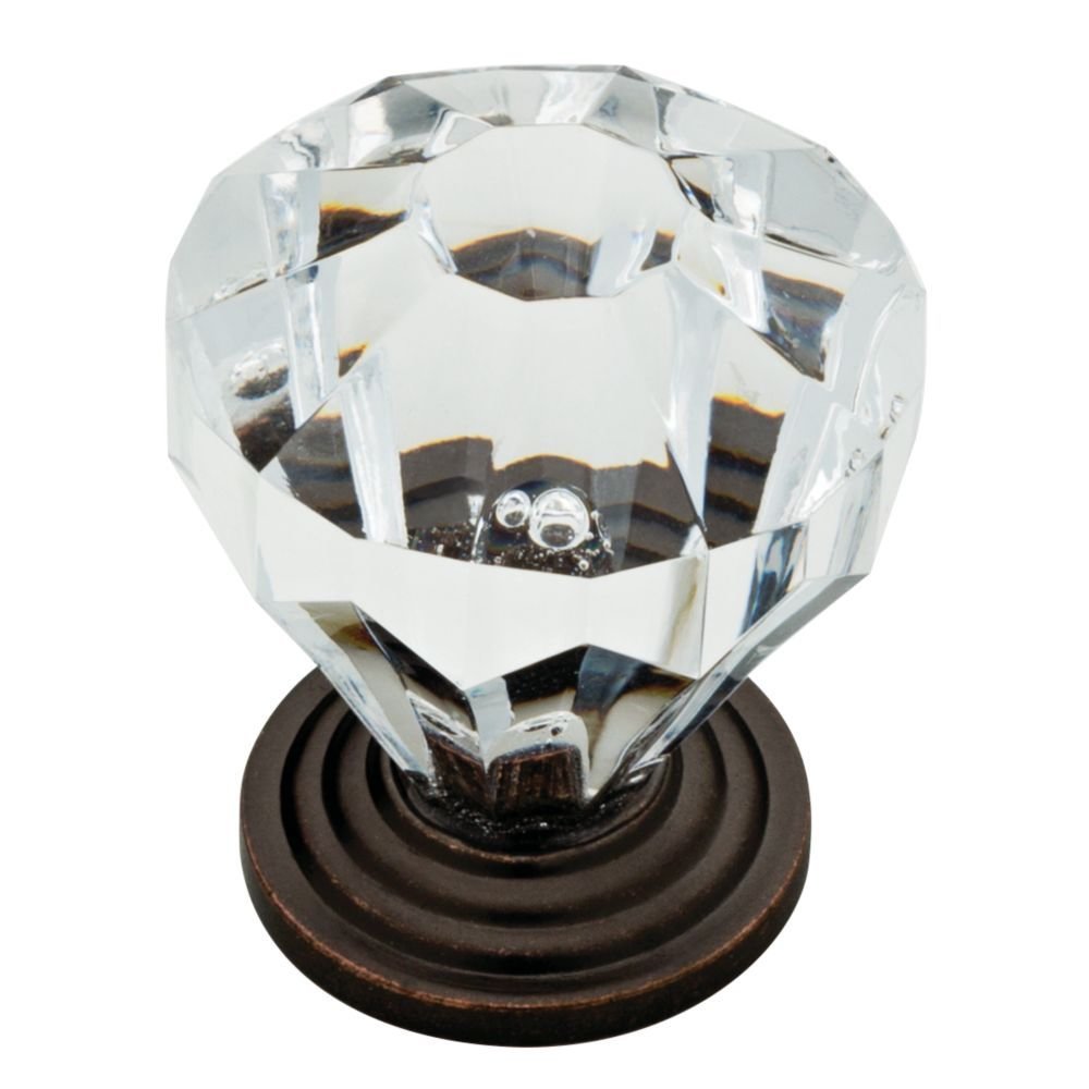 Liberty Hardware 1 1/4" Acrylic Faceted Knob in Statuary Bronze and Clear
