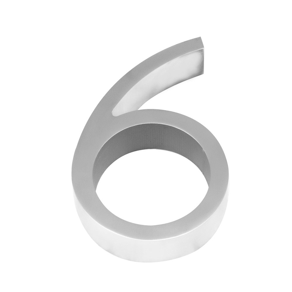 Linnea Hardware #6 House Number in Satin Stainless Steel