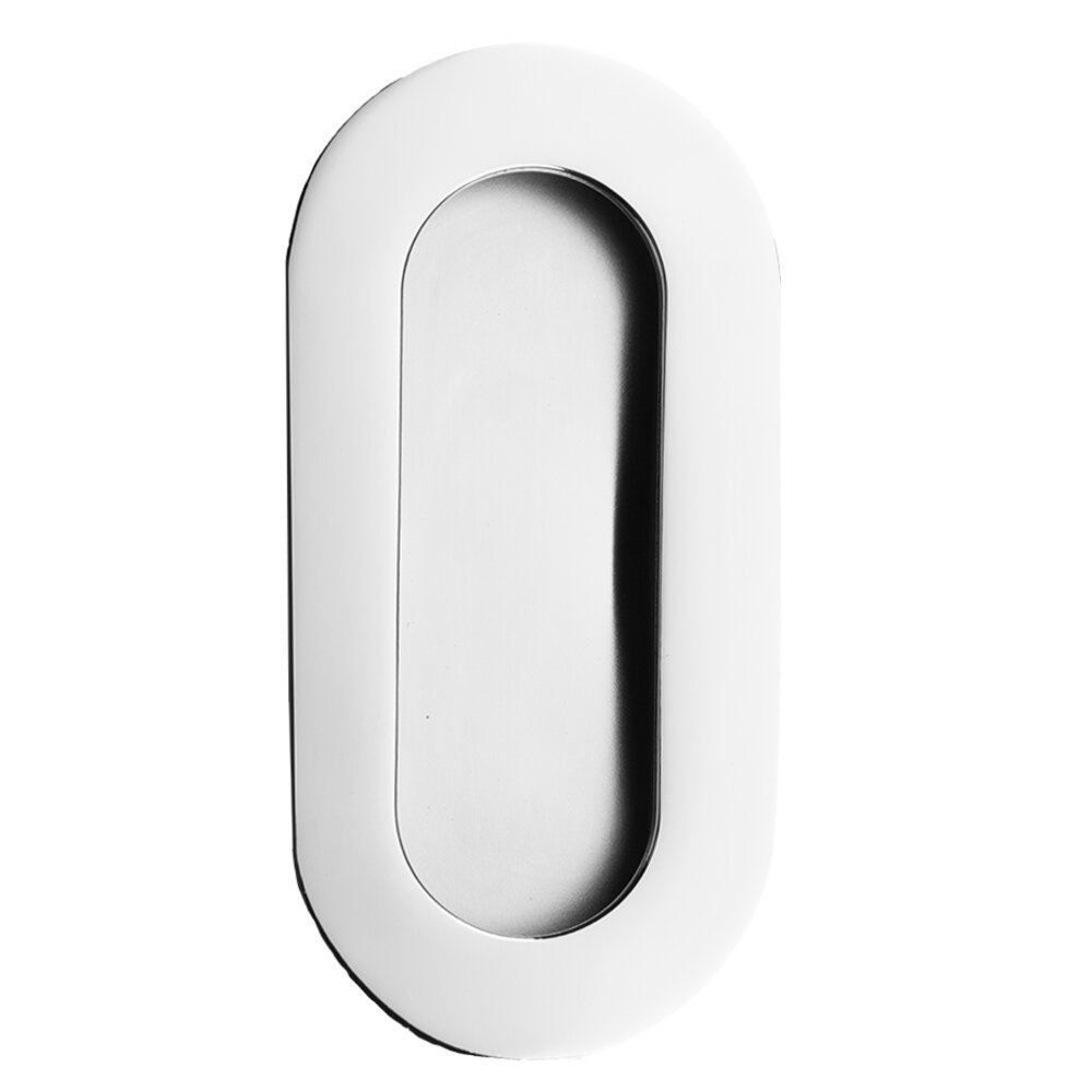 Linnea Hardware 4" Oval Recessed Pull in Polished Stainless Steel