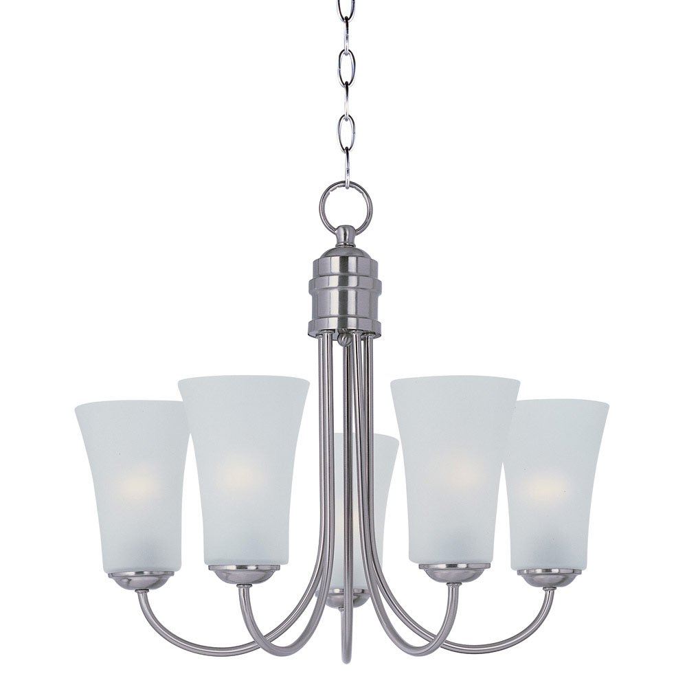Maxim Lighting 5 Light Chandelier in Satin Nickel with Frosted Glass