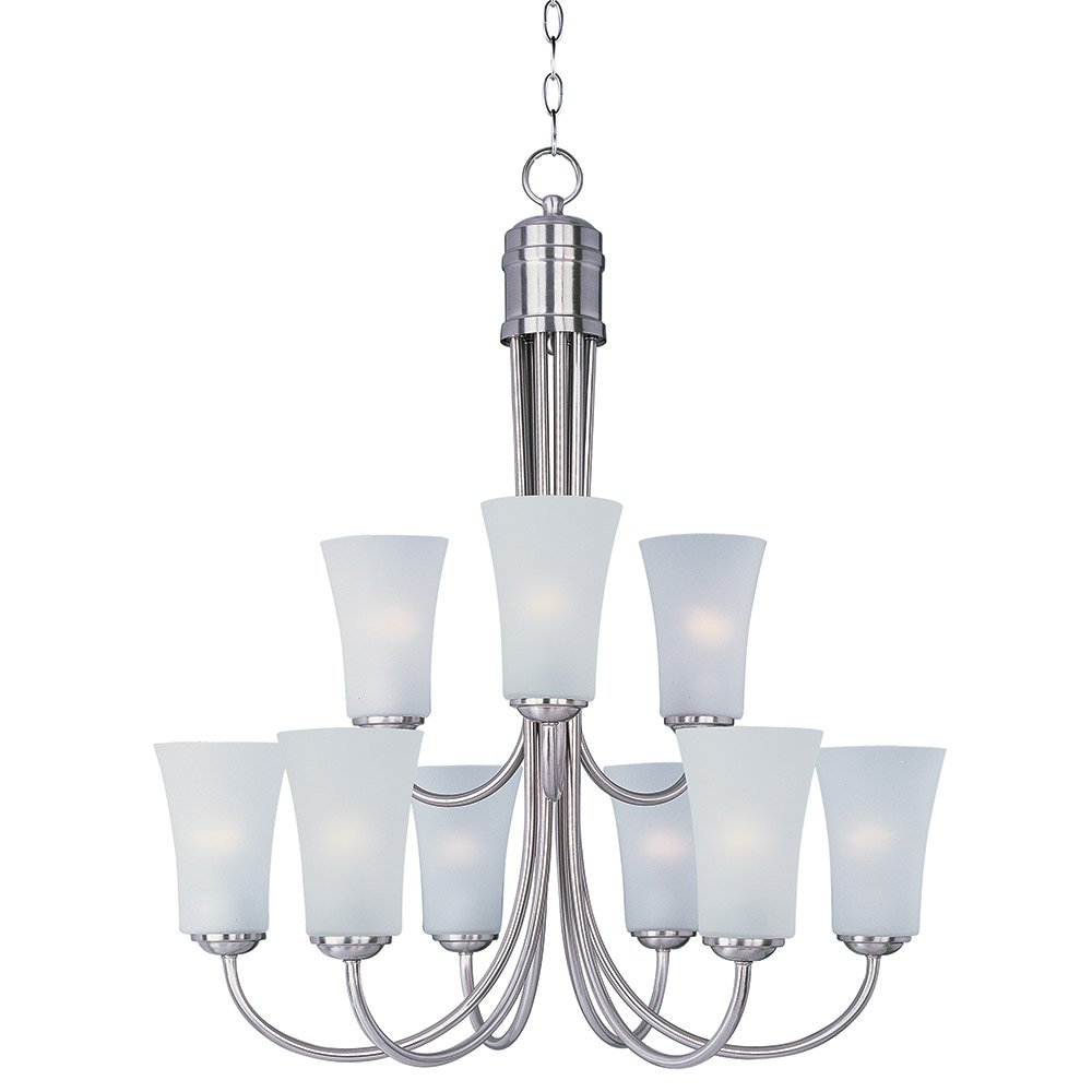Maxim Lighting 9 Light Chandelier in Satin Nickel with Frosted Glass