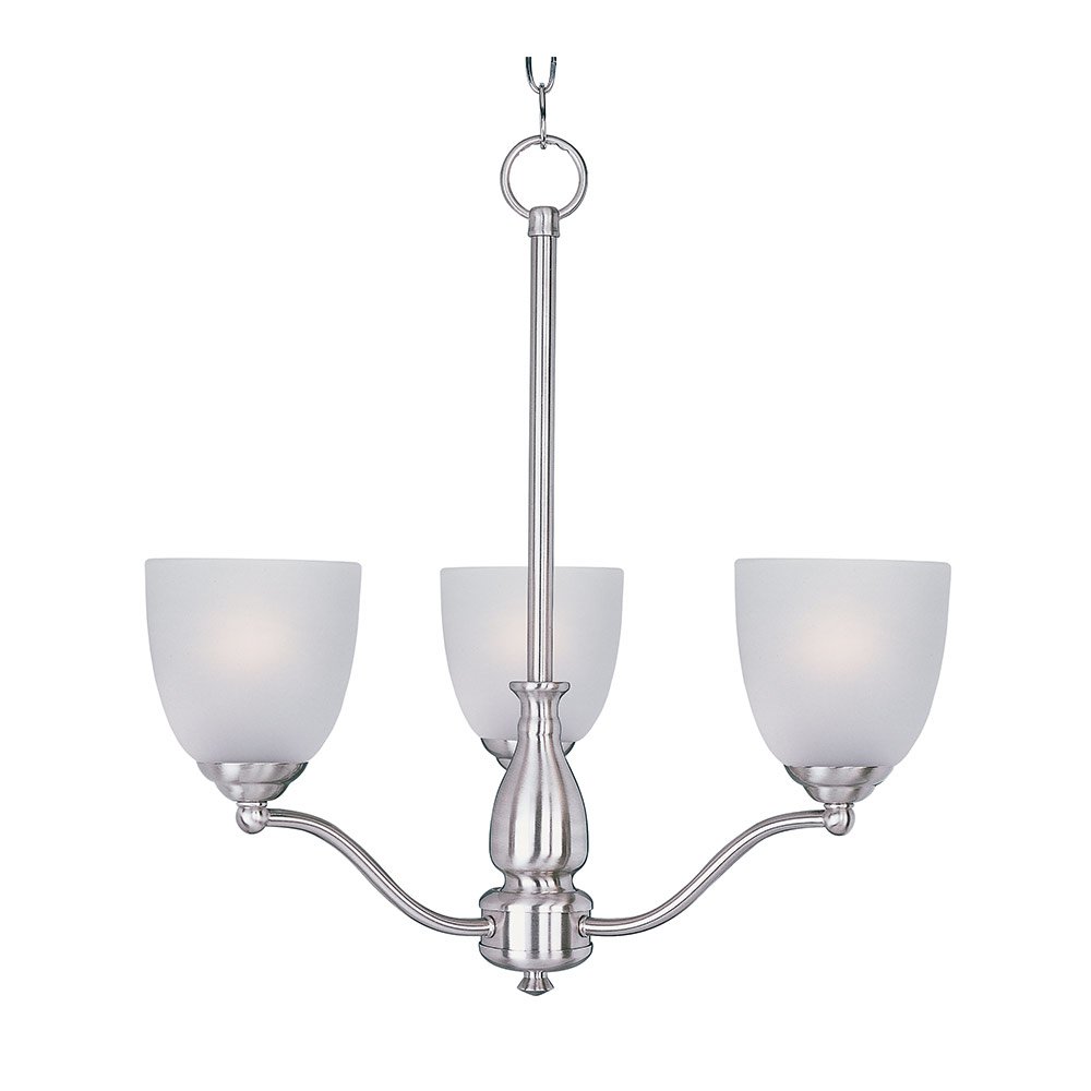 Maxim Lighting 3 Light Chandelier in Satin Nickel with Frosted Glass