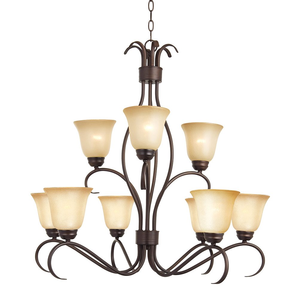 Maxim Lighting 32" 9-Light Chandelier in Oil Rubbed Bronze with Wilshire Glass