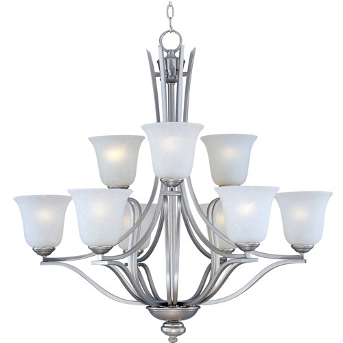 Maxim Lighting 32" 9-Light Multi-Tier Chandelier in Satin Silver with Ice Glass