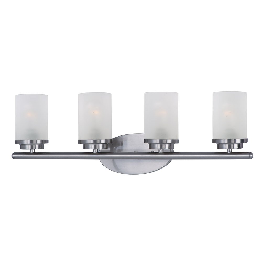 Maxim Lighting Quadruple Bath Vanity in Satin Nickel with Frosted Glass