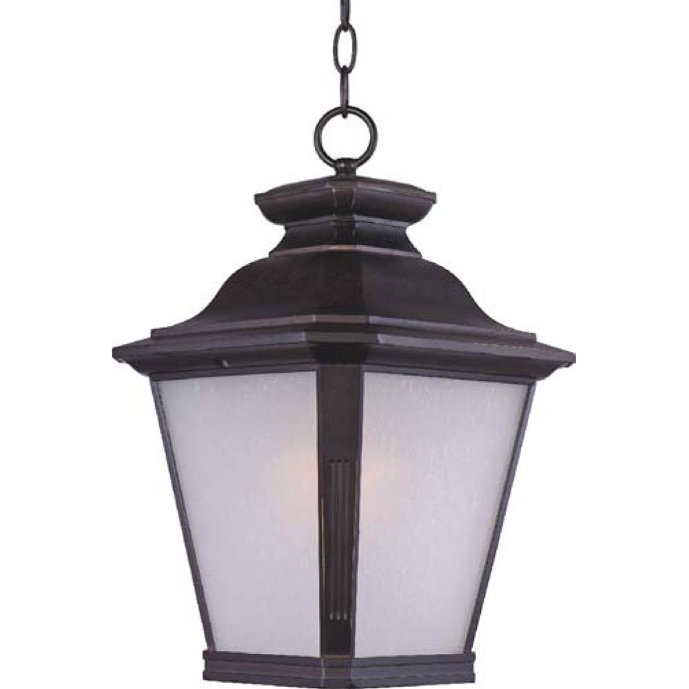 Maxim Lighting Outdoor Hanging Lantern in Bronze with Frosted Seedy Glass