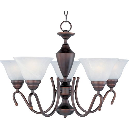 Maxim Lighting 25" 5-Light Single-Tier Chandelier in Oil Rubbed Bronze with Marble Glass