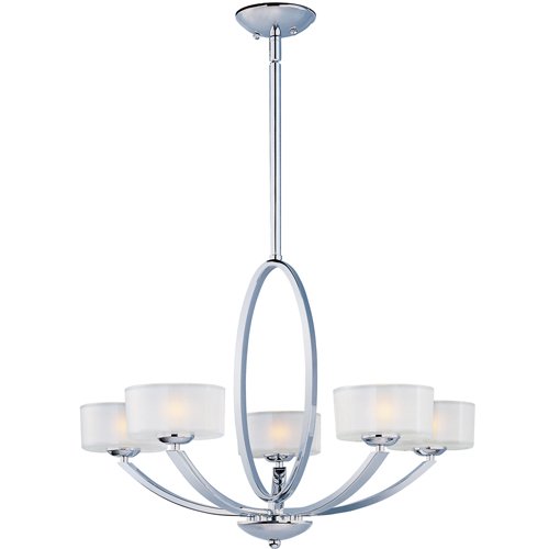 Maxim Lighting 30" 5-Light Single-Tier Chandelier in Polished Chrome with Frosted Glass