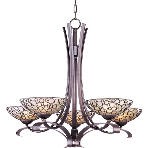Maxim Lighting 33 1/2" 5-Light Single-Tier Chandelier in Umber Bronze with Dusty White Glass