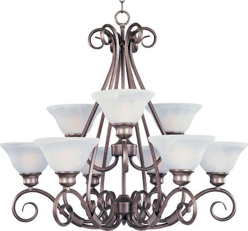 Maxim Lighting 30 1/2" 9-Light Chandelier in Pewter with Marble Glass