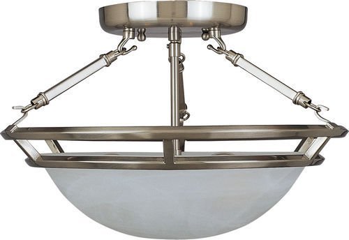 Maxim Lighting 14 1/2" 3-Light Semi-Flush Mount in Pewter with Marble Glass