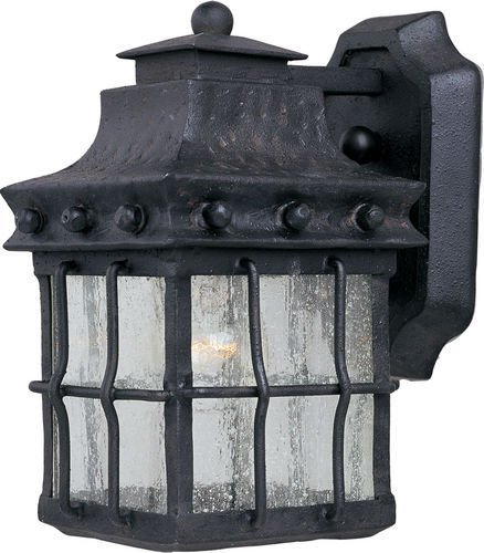 Maxim Lighting 6 1/2" 1-Light Outdoor Wall Lantern in Country Forge with Seedy Glass