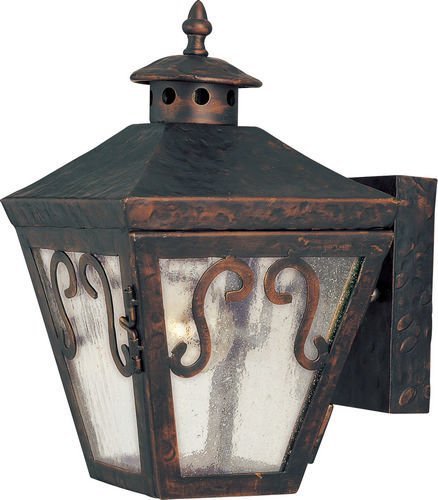 Maxim Lighting 6 1/2" 1-Light Outdoor Wall Lantern in Oil Rubbed Bronze with Seedy Glass