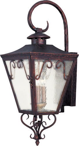 Maxim Lighting 11 1/2" 3-Light Outdoor Wall Lantern in Oil Rubbed Bronze with Seedy Glass