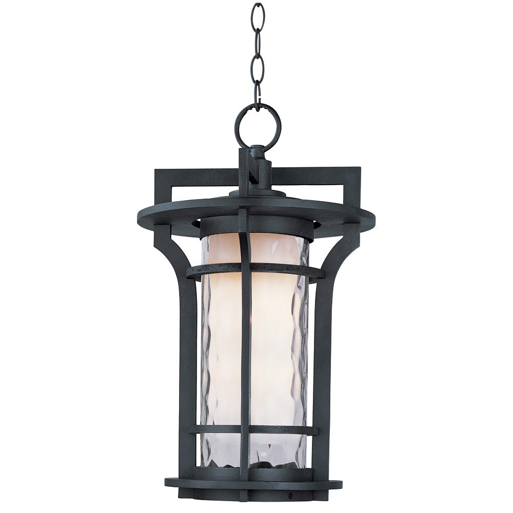 Maxim Lighting Outdoor Hanging Lantern in Black Oxide with Water Glass Glass