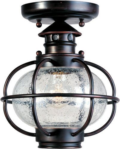 Maxim Lighting 7 3/4" 1-Light Outdoor Ceiling Mount in Oil Rubbed Bronze with Seedy Glass