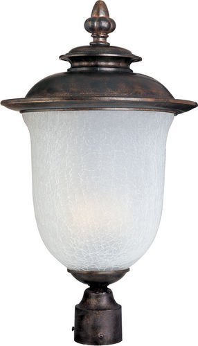 Maxim Lighting 13" 3-Light Outdoor Pole/Post Lantern in Chocolate with Frost Crackle Glass