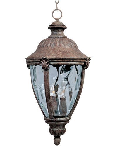 Maxim Lighting 13 1/2" Cast 3-Light Outdoor Hanging Lantern in Earth Tone with Water Glass