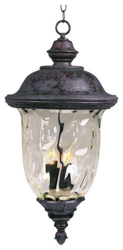 Maxim Lighting 14" 3-Light Outdoor Hanging Lantern in Oriental Bronze with Water Glass