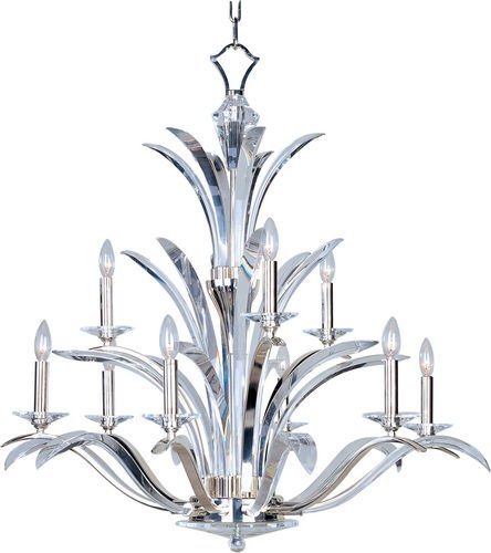 Maxim Lighting 37 1/2" 9-Light Chandelier in Plated Silver with Beveled Crystal Glass