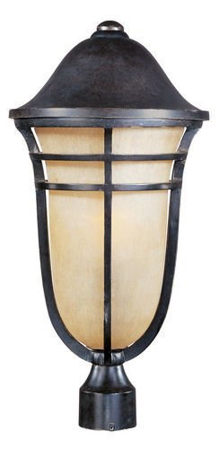 Maxim Lighting 11 1/2" 1-Light Outdoor Pole/Post Lantern in Artesian Bronze with Mocha Cloud Glass