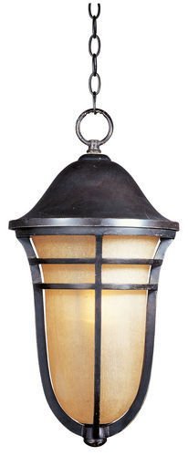 Maxim Lighting 11 1/2" 1-Light Outdoor Hanging Lantern in Artesian Bronze with Mocha Cloud Glass