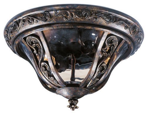 Maxim Lighting 14" 2-Light Outdoor Ceiling Mount in Tortoise with Water Glass